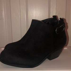 Black faux suede booties